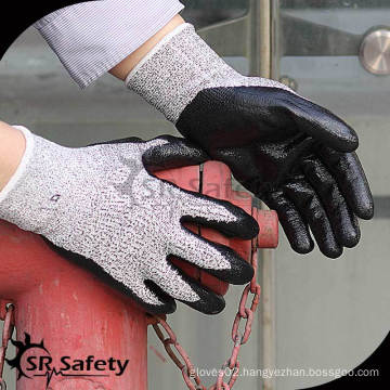 SRSAFETY 13G knitted black nylon liner coated nitrile gloves, anti cutting gloves